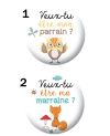 Badge parrain. Badge marraine. magnet parrain. magnet marraine