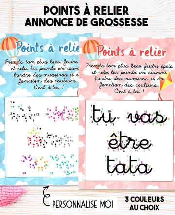 Points à relier pour annonce originale. carte annonce grossesse