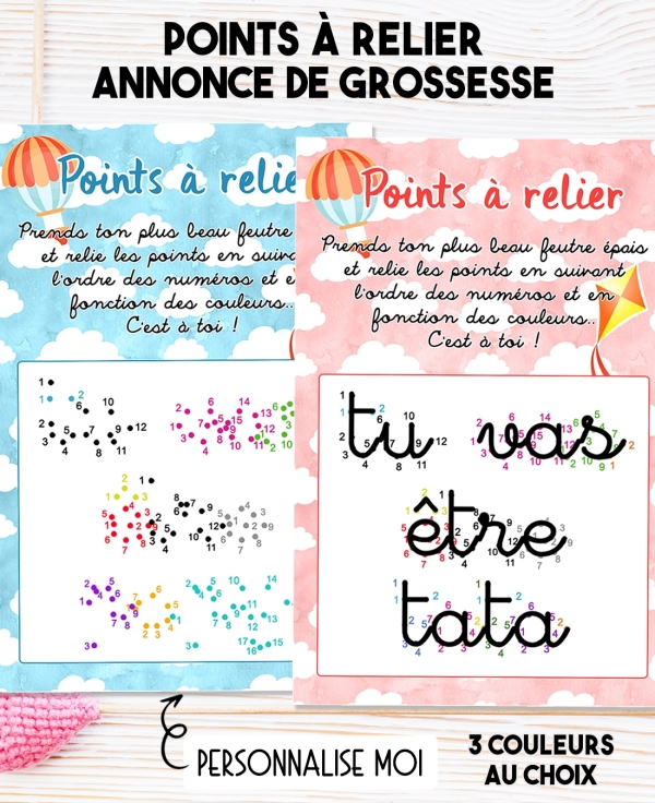 Points à relier pour annonce originale. carte annonce grossesse
