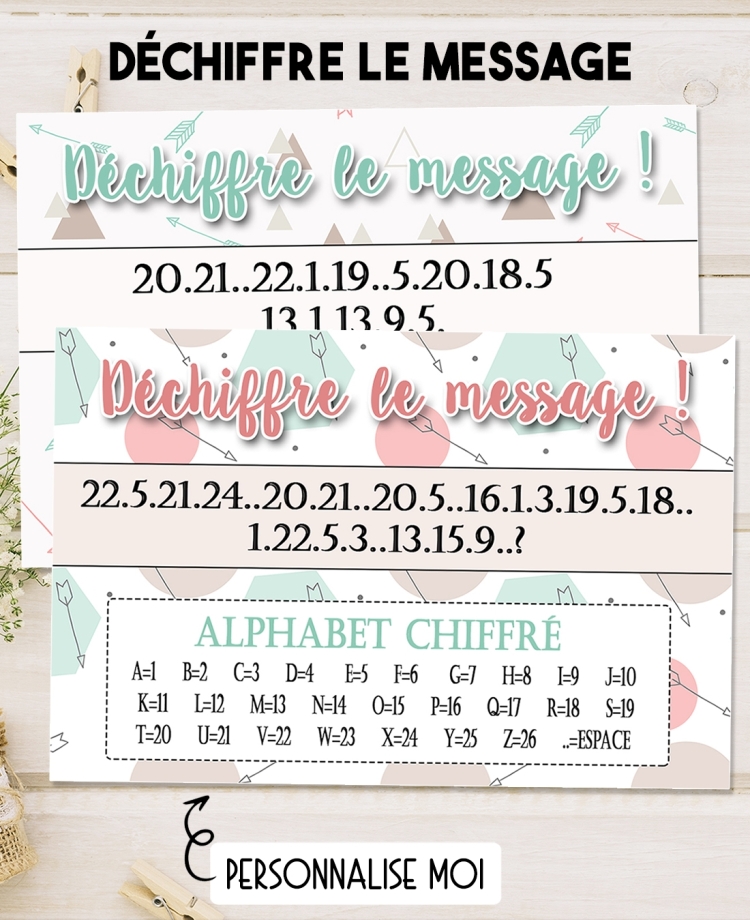 Déchiffre le message - personnalisable - pour annonce ou demande originale. annonce bonne nouvelle. annonce grossesse