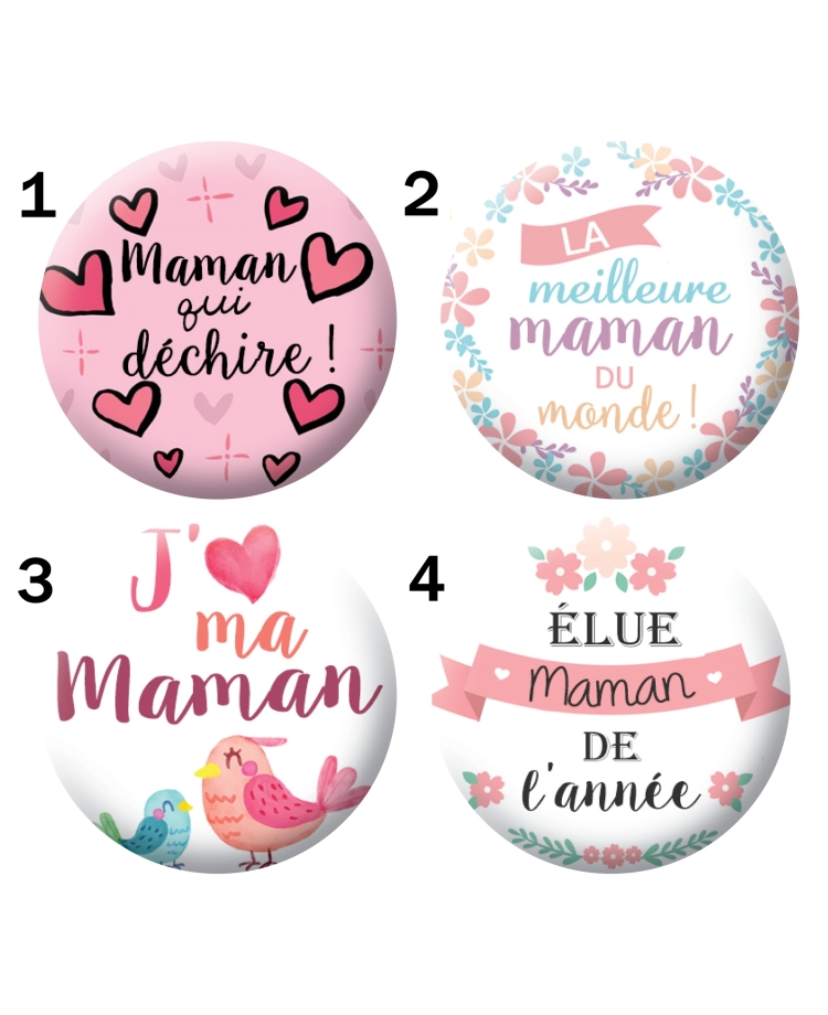 Badge à personnaliser maman, mamie, tata, marraine, femme, copine. magnet maman