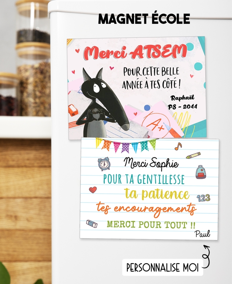 Magnet pour maitresse, maitre, ATSEM - a personnaliser