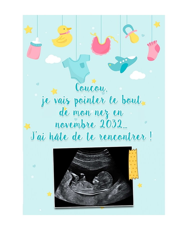 Annonce grossesse digitale - bleu