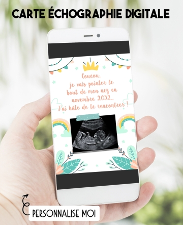 Annonce grossesse digitale - bleu. carte échographie. carte grossesse