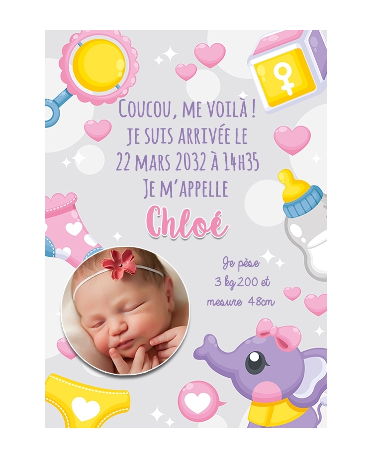 Annonce naissance digitale - fille