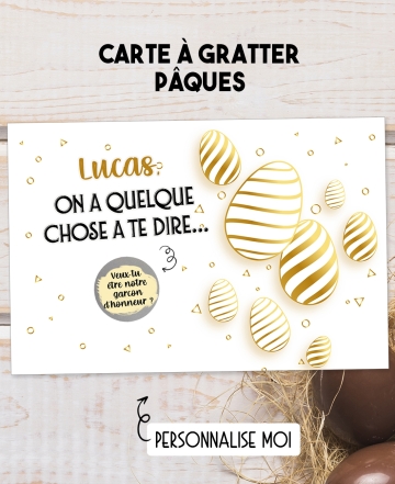 Carte a gratter spécial Pâques, ballon dorée