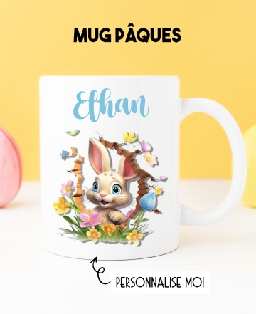 Mug enfant Pâques personnalisable. cadeau Pâques