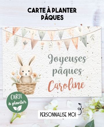 carte planter pâques. carte planter graine joyeuses pâques. carte planter bonne fête.