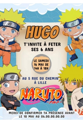 carte invitation. carte anniversaire enfant. carte Naruto. anniversaire Naruto, carte invitation gratter. Anniversaire Naruto