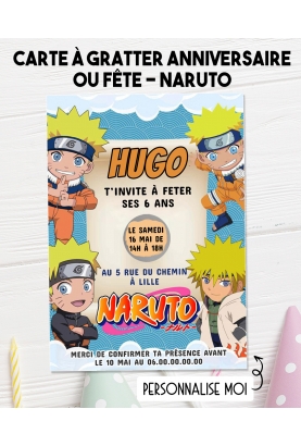carte invitation. carte anniversaire enfant. carte Naruto. anniversaire Naruto, carte invitation gratter. Anniversaire Naruto