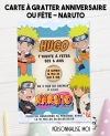 carte invitation. carte anniversaire enfant. carte Naruto. anniversaire Naruto, carte invitation gratter. Anniversaire Naruto