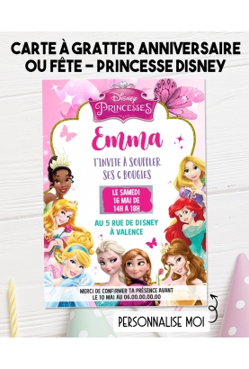 carte invitation princesse disney. carte anniversaire enfant. carte Princesse Disney. anniversaire disney