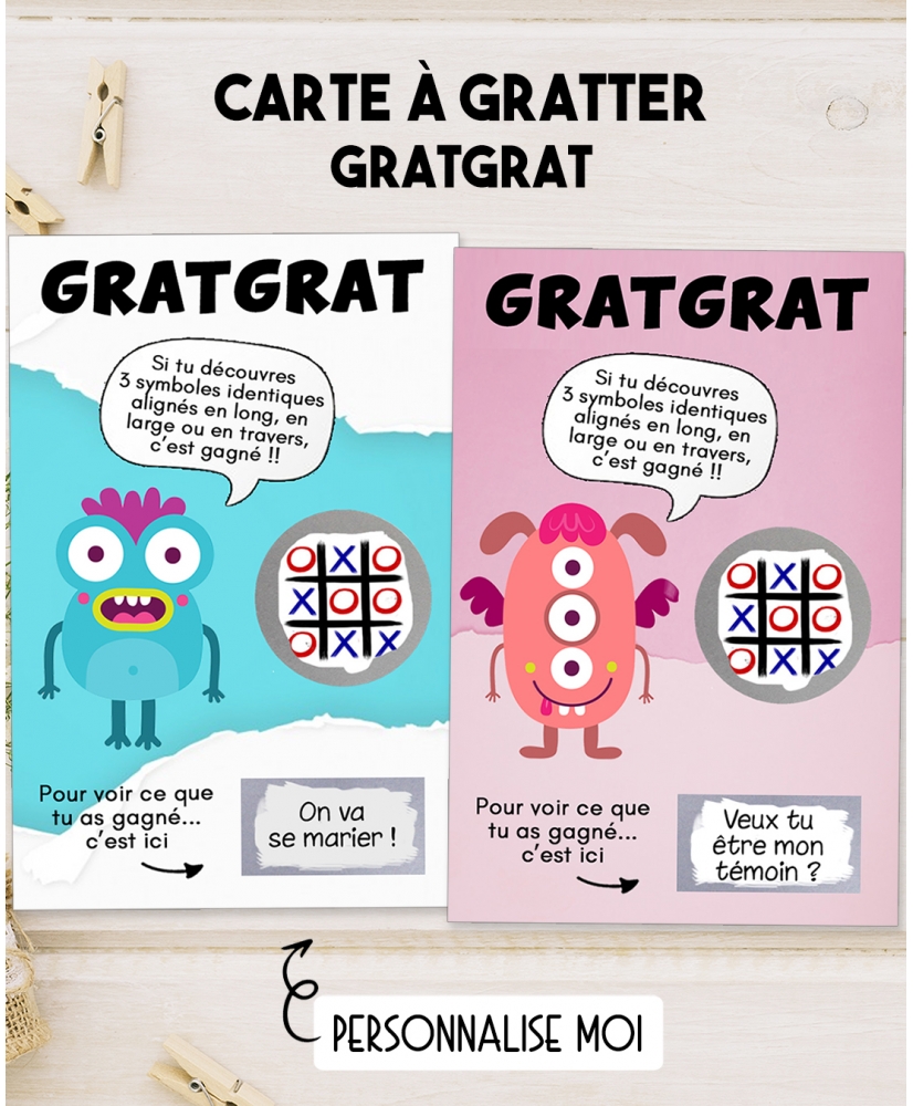 carte gratter GratGrat. carte bonne nouvelle. carte gratter annonce originale