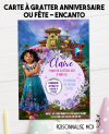 carte invitation. carte fête enfant. carte anniversaire  Encanto. anniversaire fille. carte invitation gratter.