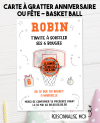 carte invitation. carte anniversaire enfant. carte Basket. anniversaire Basket ball, carte invitation gratter.