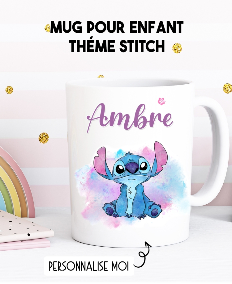 Mug prénom Stitch . Mug Stitch personnalisable. mug enfant. mug cadeau enfant Stitch .