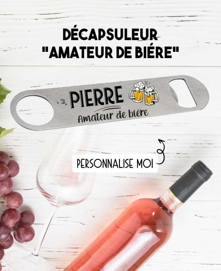 Décapsuleur "Amateur de bière" - personnalisable. Décapsuleur personnalisé. cadeau Décapsuleur. cadeau biére homme