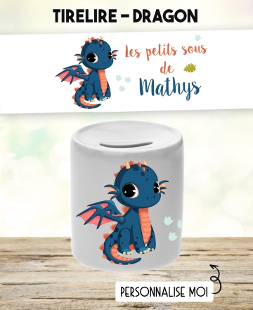 Tirelire personnalisable modèle Dragon. Tirelire  enfant