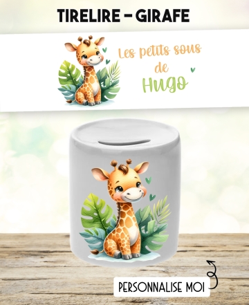 Tirelire personnalisable modèle Girafe. tirelire enfant Girafe