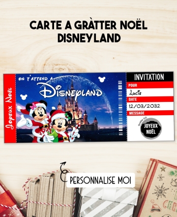 Carte à gratter noël. carte disneyland. carte gratter disneyland. disneyland noël. voyage à eurodisney