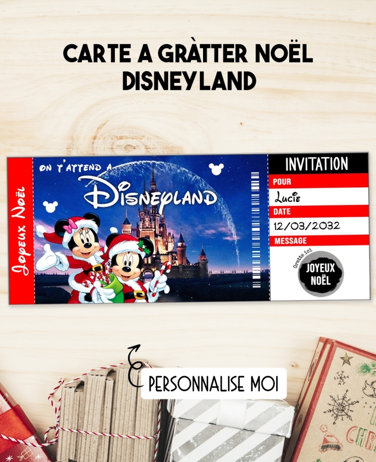Carte à gratter noël. carte disneyland. carte gratter disneyland. disneyland noël. voyage à eurodisney
