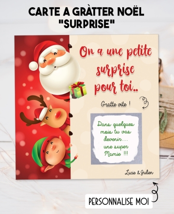 Carte à gratter surprise personnalisable. carte noel. carte annonce originale noel. carte demande originale noel
