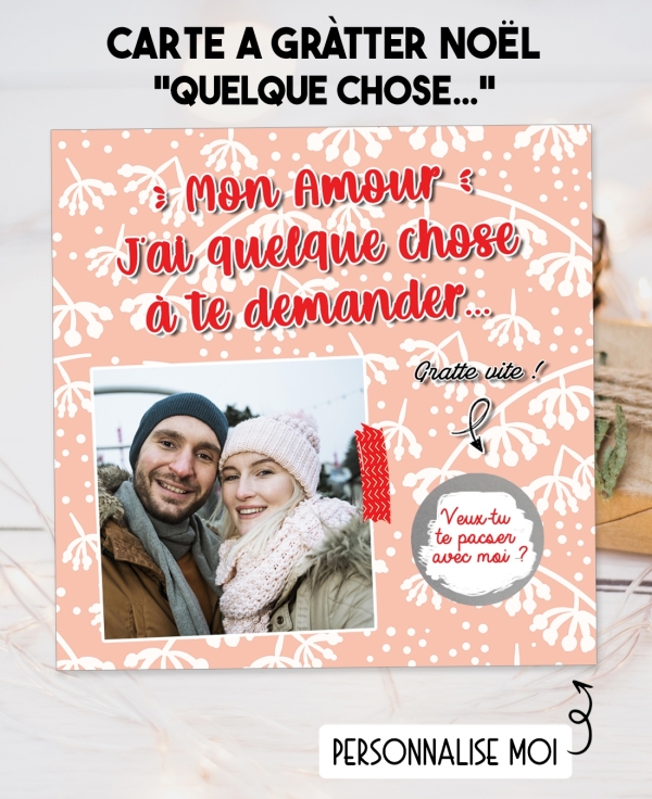 Carte à gratter "J'ai quelque chose pour toi" pour votre amoureux(se) personnalisable - spécial Noël