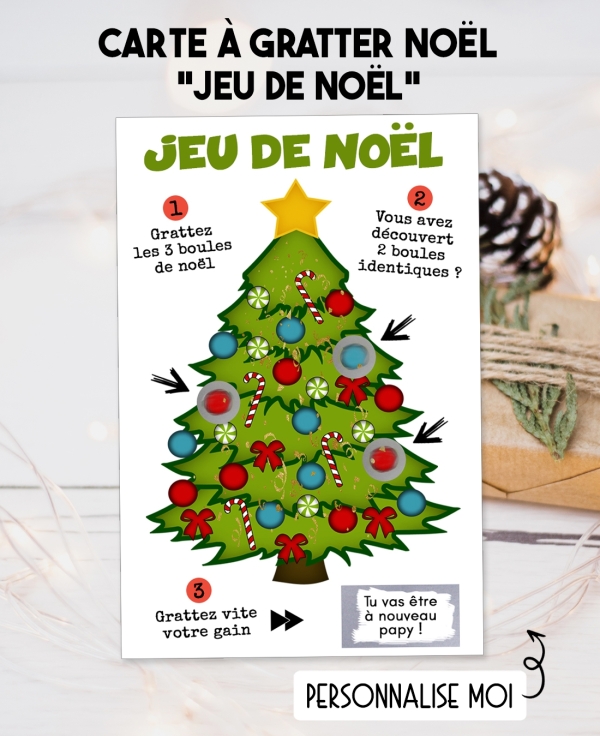 Carte à gratter Joyeux Noël. carte Joyeux Noël. carte cadeau Joyeux Noël. carte surprise noël