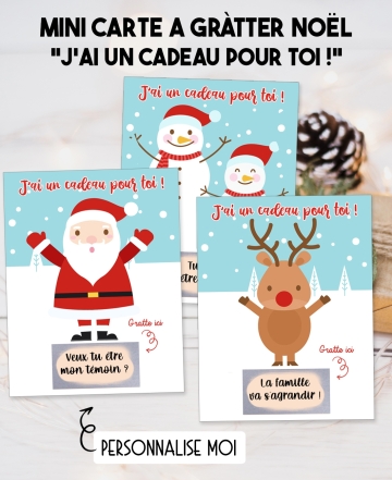 carte à gratter "Noël" pour annonce ou demande originale. carte noel annonce. carte noel grossesse. carte noel cadeau