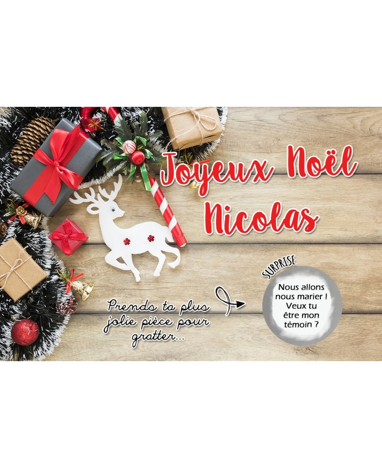 Carte à gratter "Joyeux Noël" à personnaliser. surprise Noël. carte Noël. cadeau Noël. carte gratter Noël