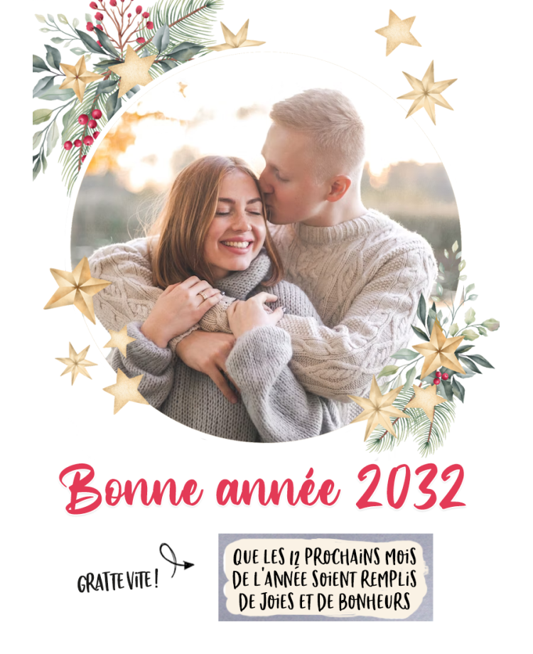 Carte à gratter bonne année avec photo. bonne année. carte bonne année. carte meilleurs voeux. carte gratter voeux