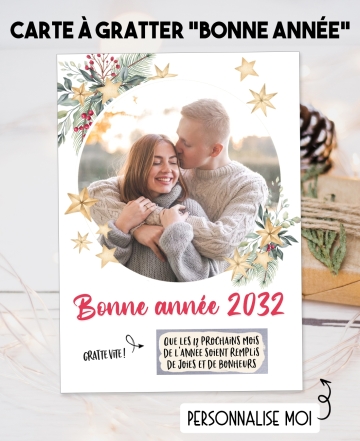Carte à gratter bonne année avec photo. bonne année. carte bonne année. carte meilleurs voeux. carte gratter voeux