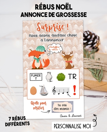 Rébus à déchiffrer spécial Noël pour annonce ou demande originale. annonce grossesse originale