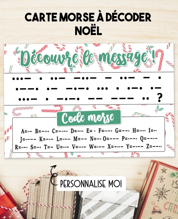 code morse noël. cadeau noël. surprise carte noël. annonce originale noël