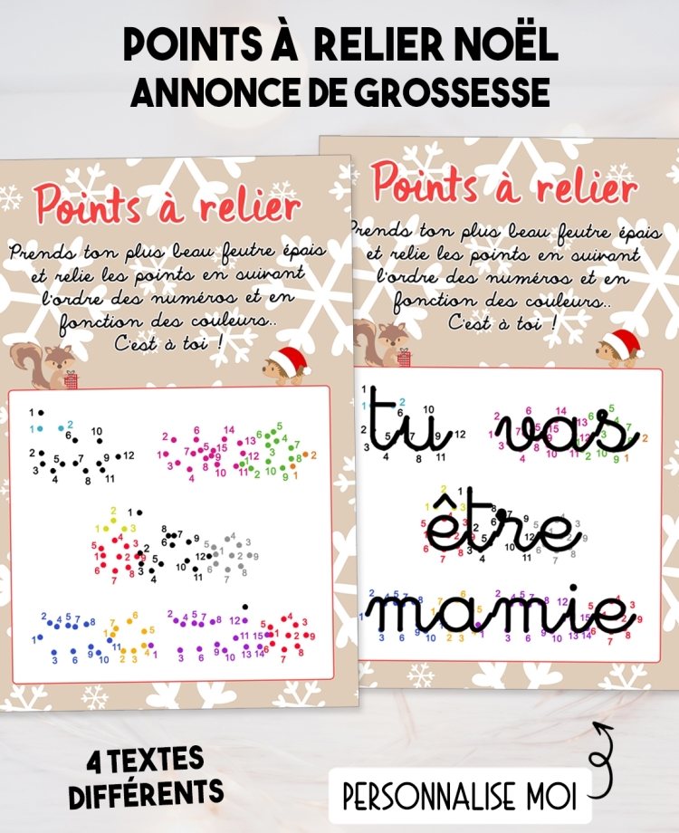 Points à relier spécial Noël pour annonce de grossesse originale