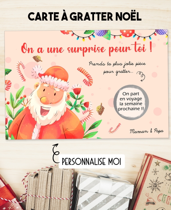 Carte à gratter surprise Joyeux Noël. carte Joyeux Noël. carte cadeau Joyeux Noël. carte surprise noël