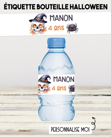 etiquette autocollante. etiquette halloween. étiquette bouteille eau. étiquette personnalisé.