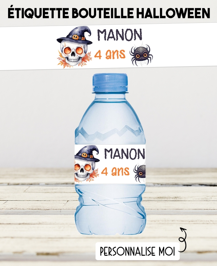etiquette autocollante. etiquette halloween. étiquette bouteille eau. étiquette personnalisé.