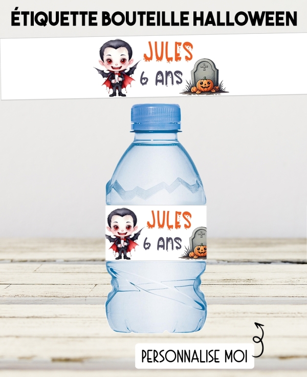 etiquette autocollante. etiquette halloween vampire. étiquette bouteille eau. étiquette personnalisé.