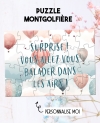 Puzzle montgolfière pour annoncer une surprise ou un cadeau. puzzle personnaliser. puzzle montgolfière.