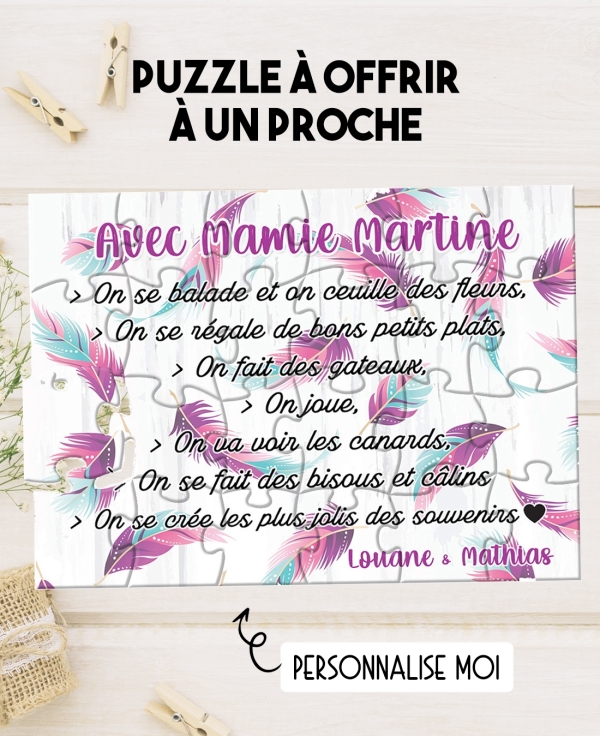Puzzle cadeau mamie. puzzle maman. puzzle personnalisable