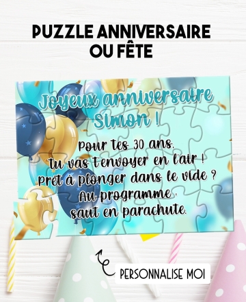 Puzzle "Joyeux anniversaire" pour annoncer une surprise ou un cadeau