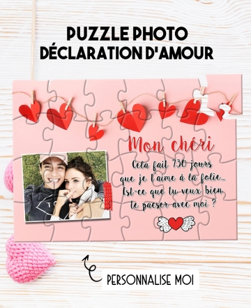 Puzzle amour avec photo pour demande en mariage ou pacs. demande mariage originale. demande pacs originale. declarer amour