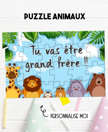 puzzle animaux. puzzle annonce grossesse. annonce grossesse. tu vas etre grand frere. annonce frere. annonce soeur