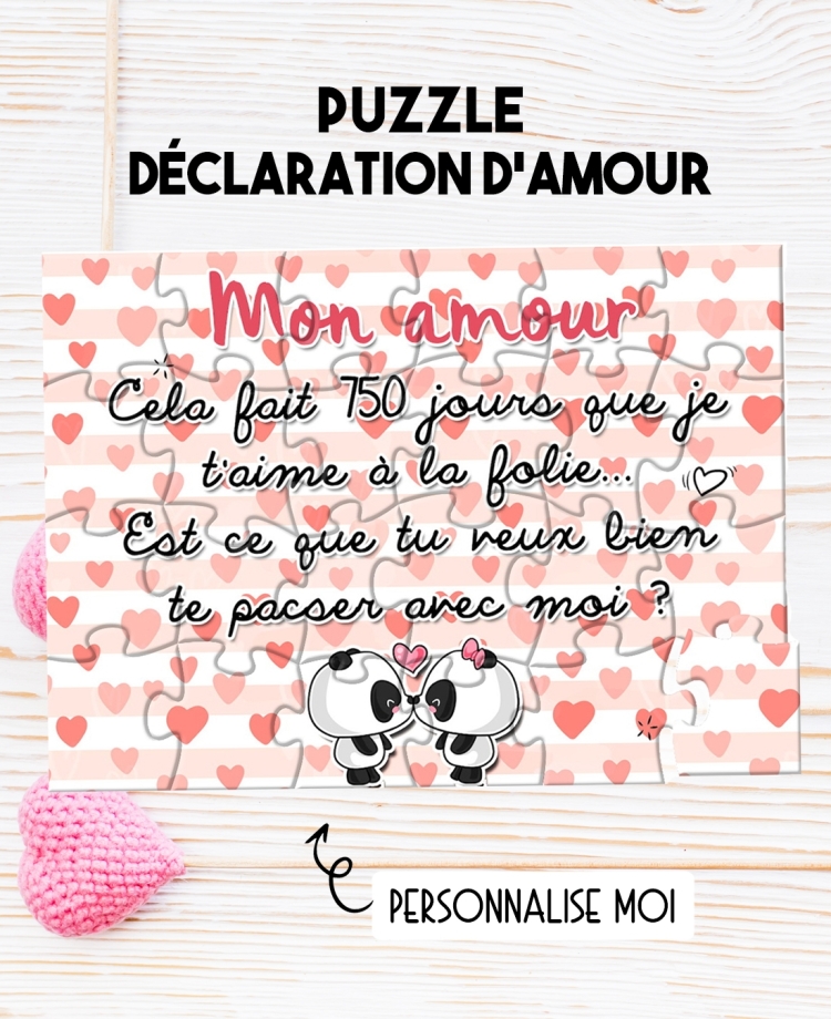 Puzzle amour pour demande en mariage ou pacs. puzzle demande pacs. demande mariage originale. cadeau pacs