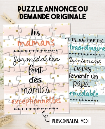 puzzle personnalisable. puzzle annonce. puzzle demande. annonce grossesse.