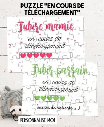 puzzle en cours de téléchargement. puzzle annonce grossesse. annonce grossesse originale.