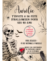 carte halloween party. carte fête halloween. carte gratter halloween. carte halloween squelette
