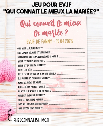 carte jeu EVJF. Jeu EVJF future mariée. animation EVJF. enterrement vie jeune fille. jeu mariée