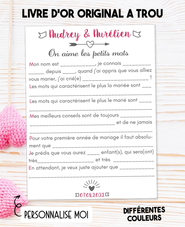 Livre d'or à trou pour mariage. mariage livre d'or. mariage mot invité. déco mariage. mariage original